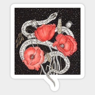 Demeter Symbols. Snake, Red Poppies and Cereals Sticker